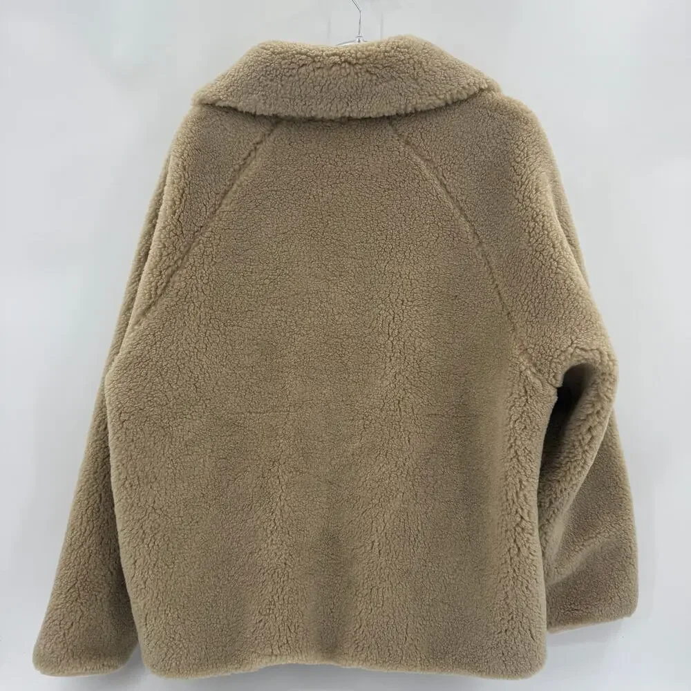 FARMER'S MARKET Mens Fleece Full Zip Jacket Size M Oversized Boxy Cotton Linen